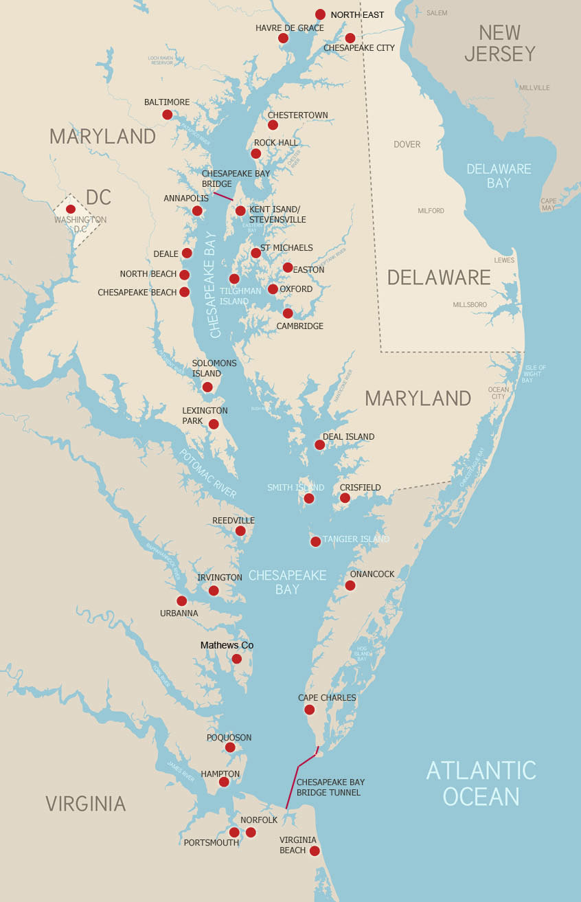 Chesapeake Bay Region - Rodo Beach Cottage in Map of Chesapeake Bay Virginia