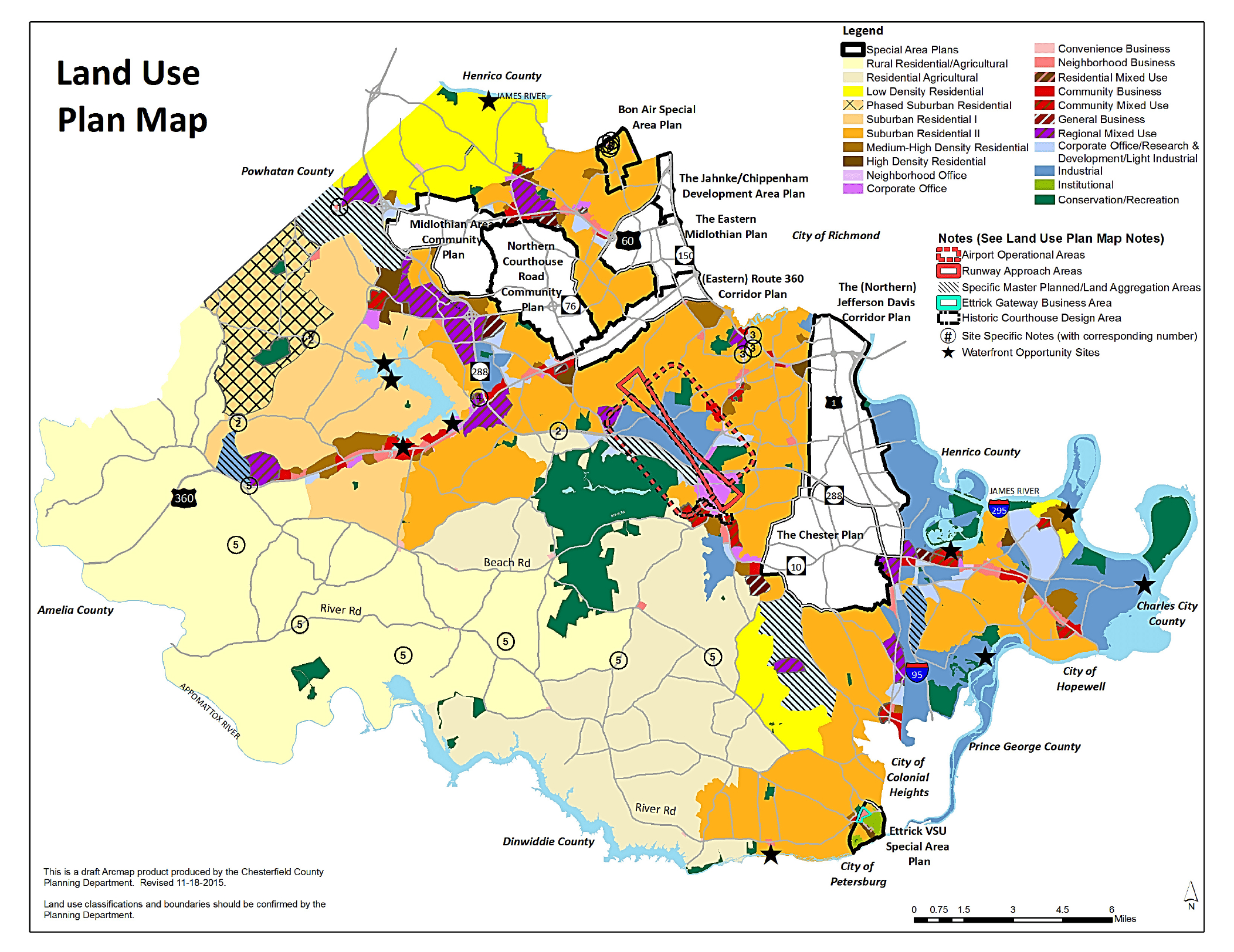 Chesterfield County Future Land Use Map - Capital Region Land for Map of Chesterfield County Virginia