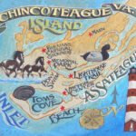Chincoteague Island Virginia Map Print | Beach House Decor Within Map Of Chincoteague Island Virginia
