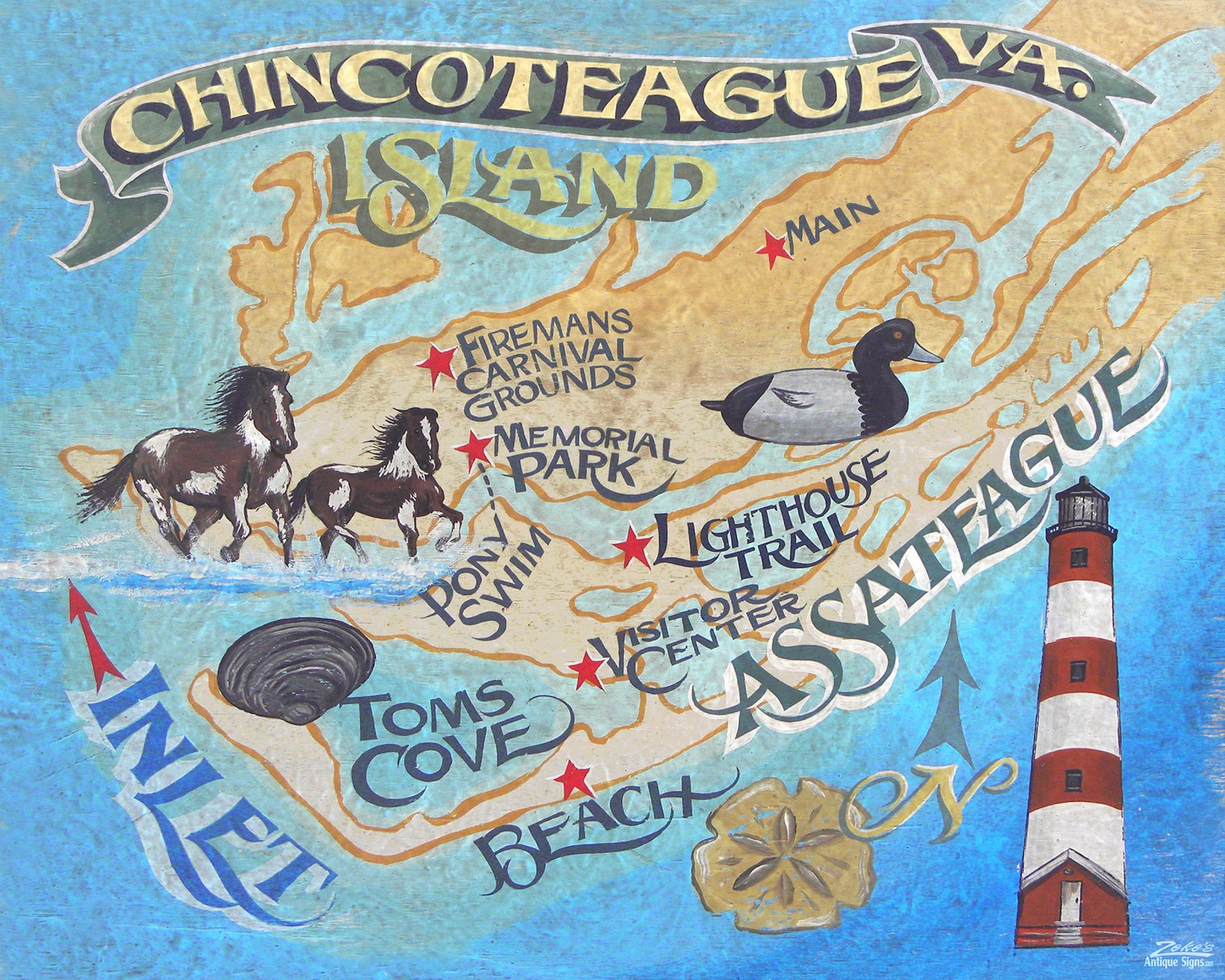 Chincoteague Island Virginia Map Print | Beach House Decor within Map Of Chincoteague Island Virginia
