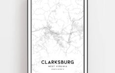 Clarksburg Map Print, Clarksburg Map Poster Wall Art, Va City Map intended for Map Of Clarksburg West Virginia