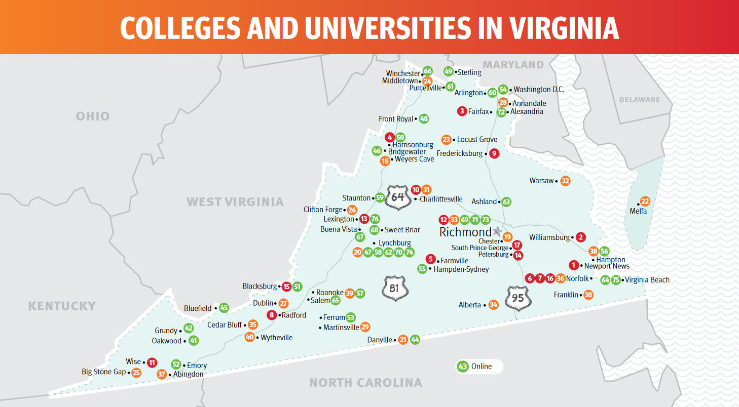 College Location Map | Transfer Virginia for Virginia Colleges On A Map