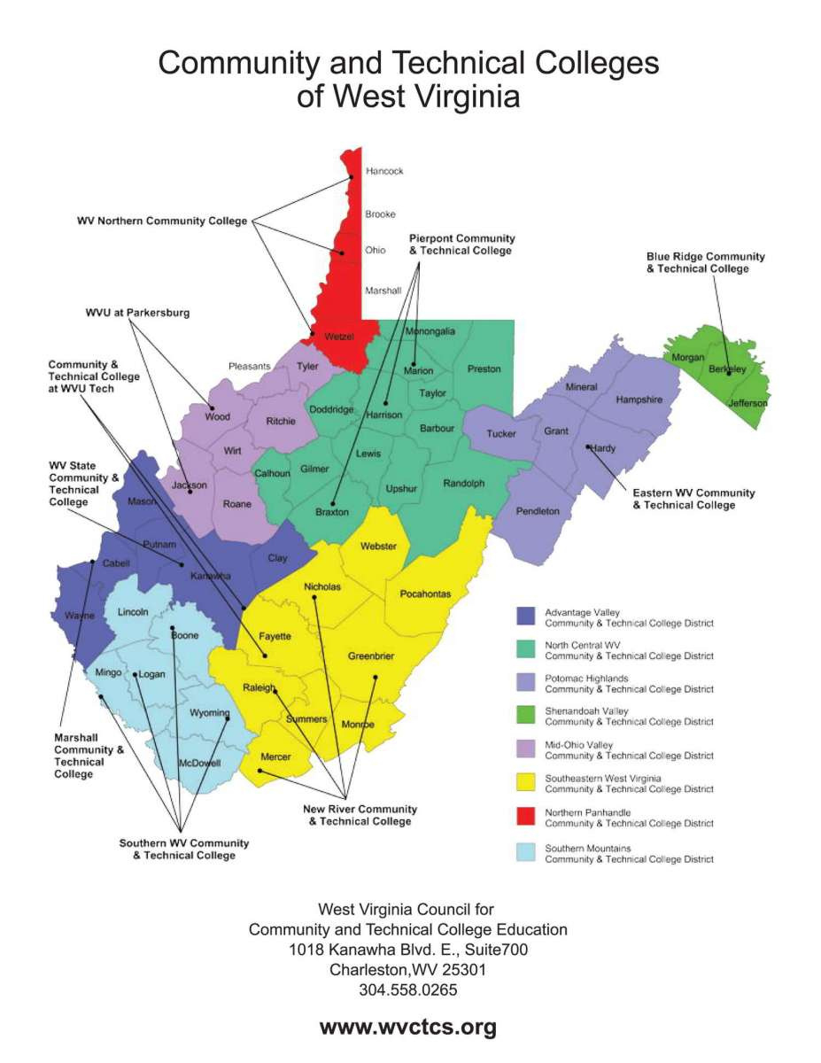 Community And Technical College System Of West Virginia | Image inside Colleges In West Virginia Map
