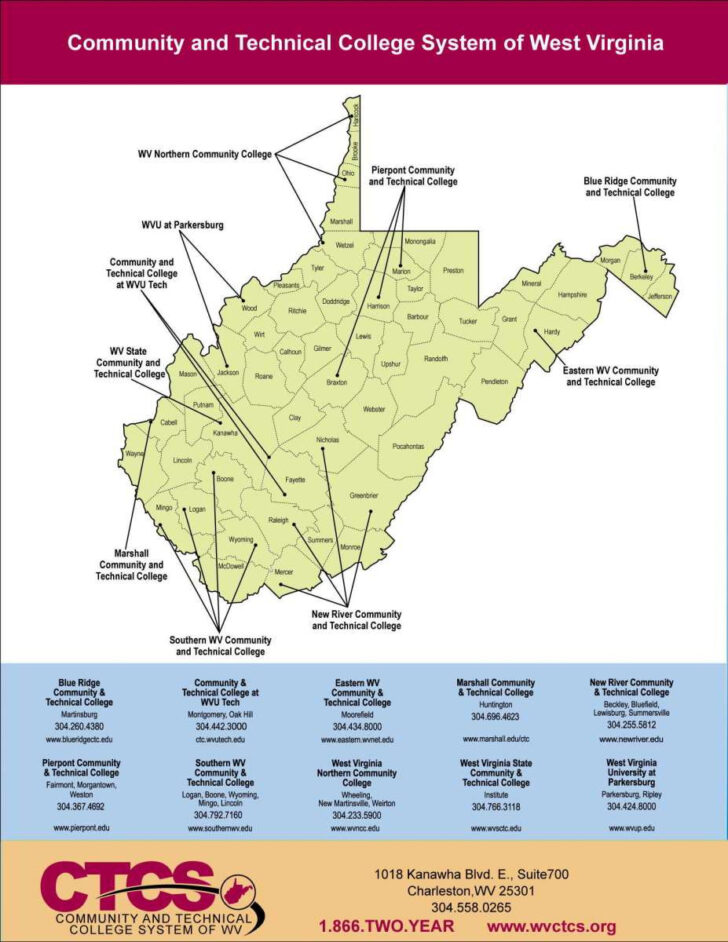 Map of Colleges in West Virginia