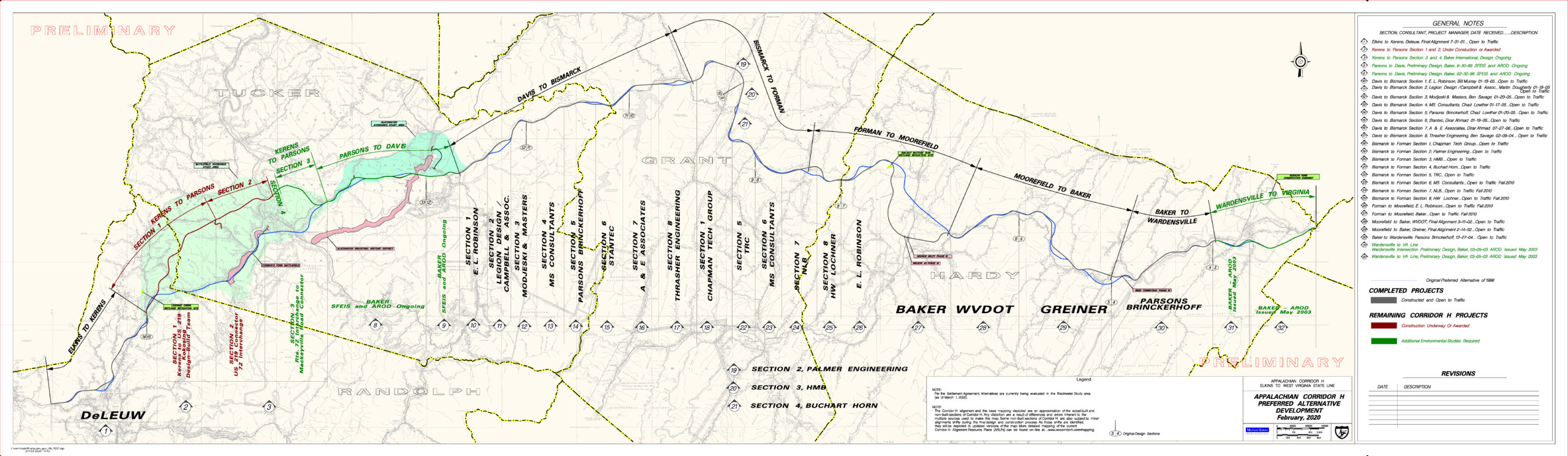 Corridor H inside Map of Corridor H in West Virginia