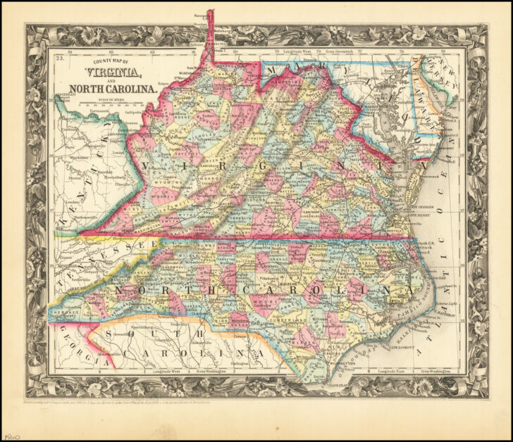 Map of North Carolina Virginia Border