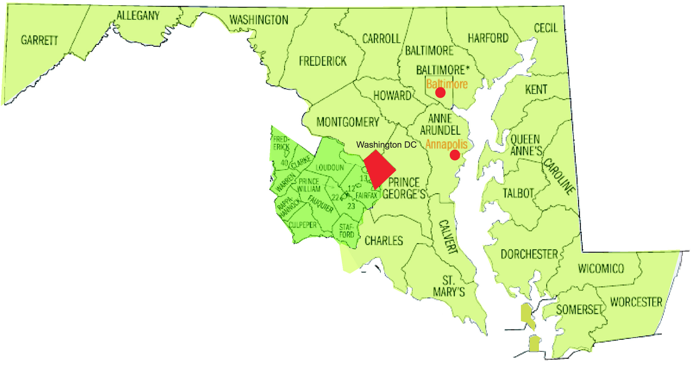 Coverage Area - Alliance Lighting Us throughout Map Of Maryland Washington Dc And Virginia