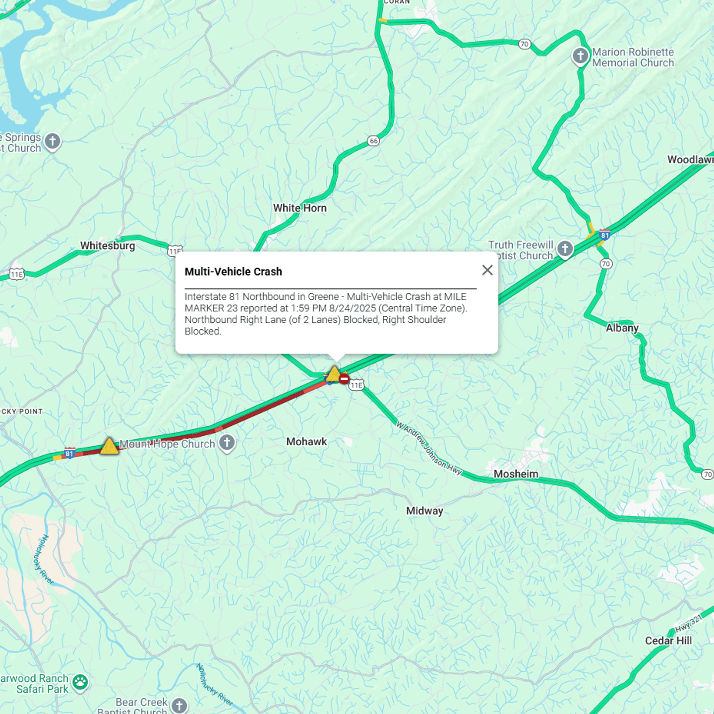 Crash Reported On I-81 Northbound In Greene County pertaining to Wreck on Interstate 81 Virginia Map