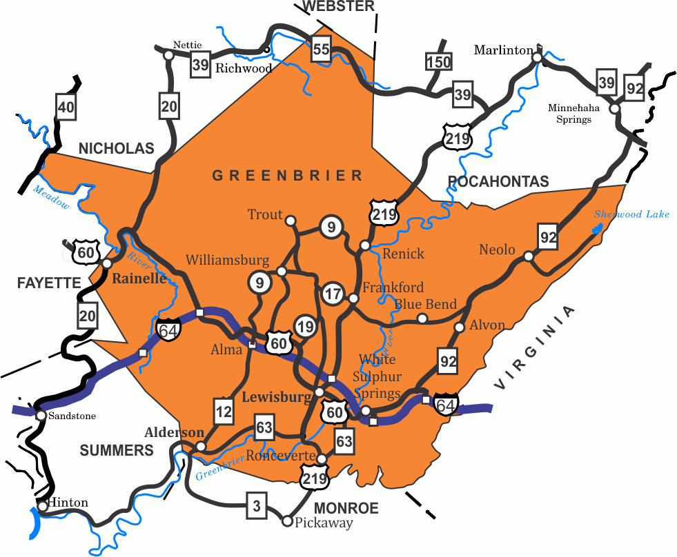 Cycling Scenic Wv - Greenbrier County regarding Map of Greenbrier West Virginia