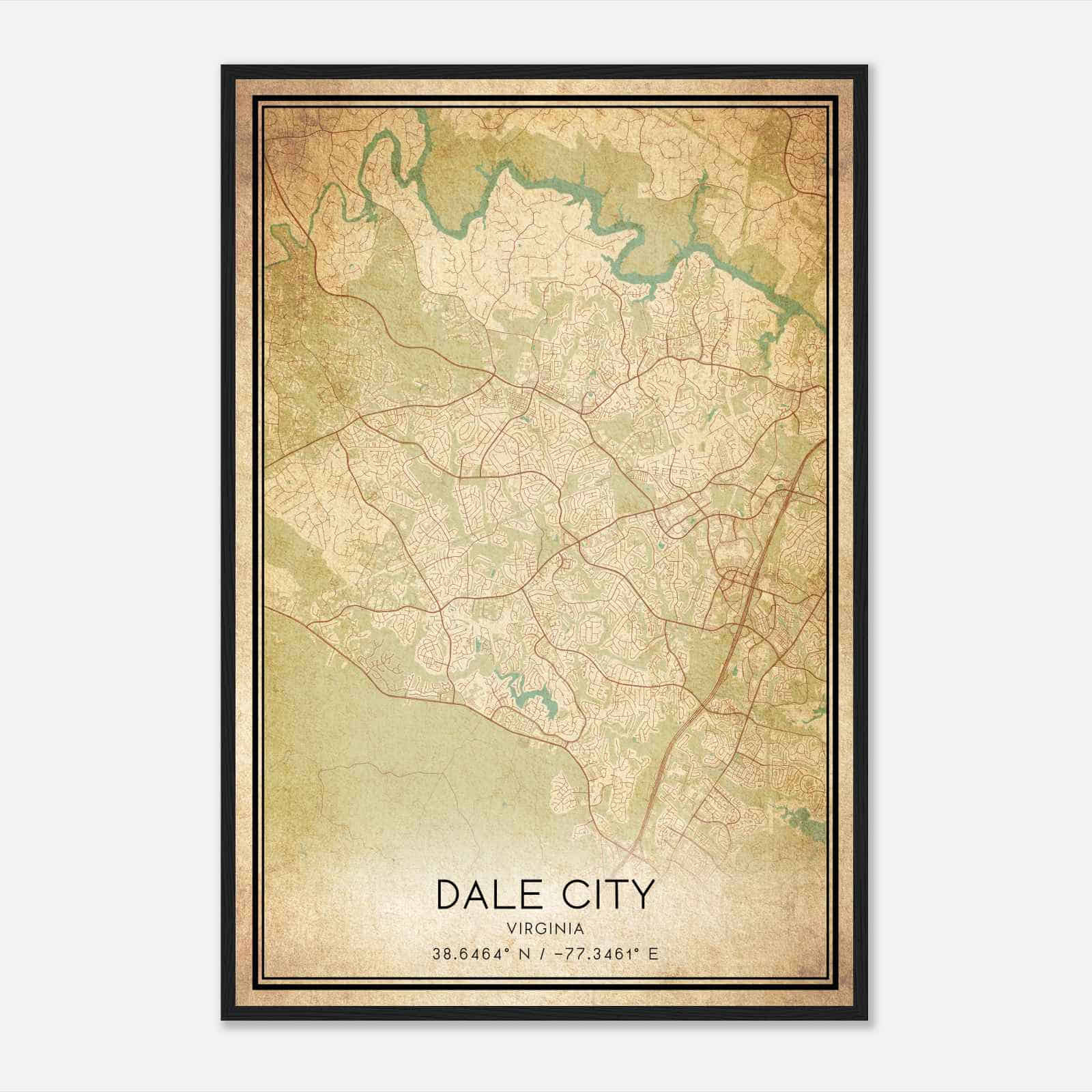 Dale City Virginia Map Poster, Modern Home Decor Wall Art Print inside Map of Dale City Virginia