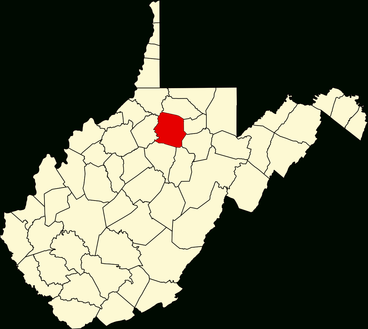 Datei:map Of West Virginia Highlighting Harrison County.svg for Map of Clarksburg West Virginia