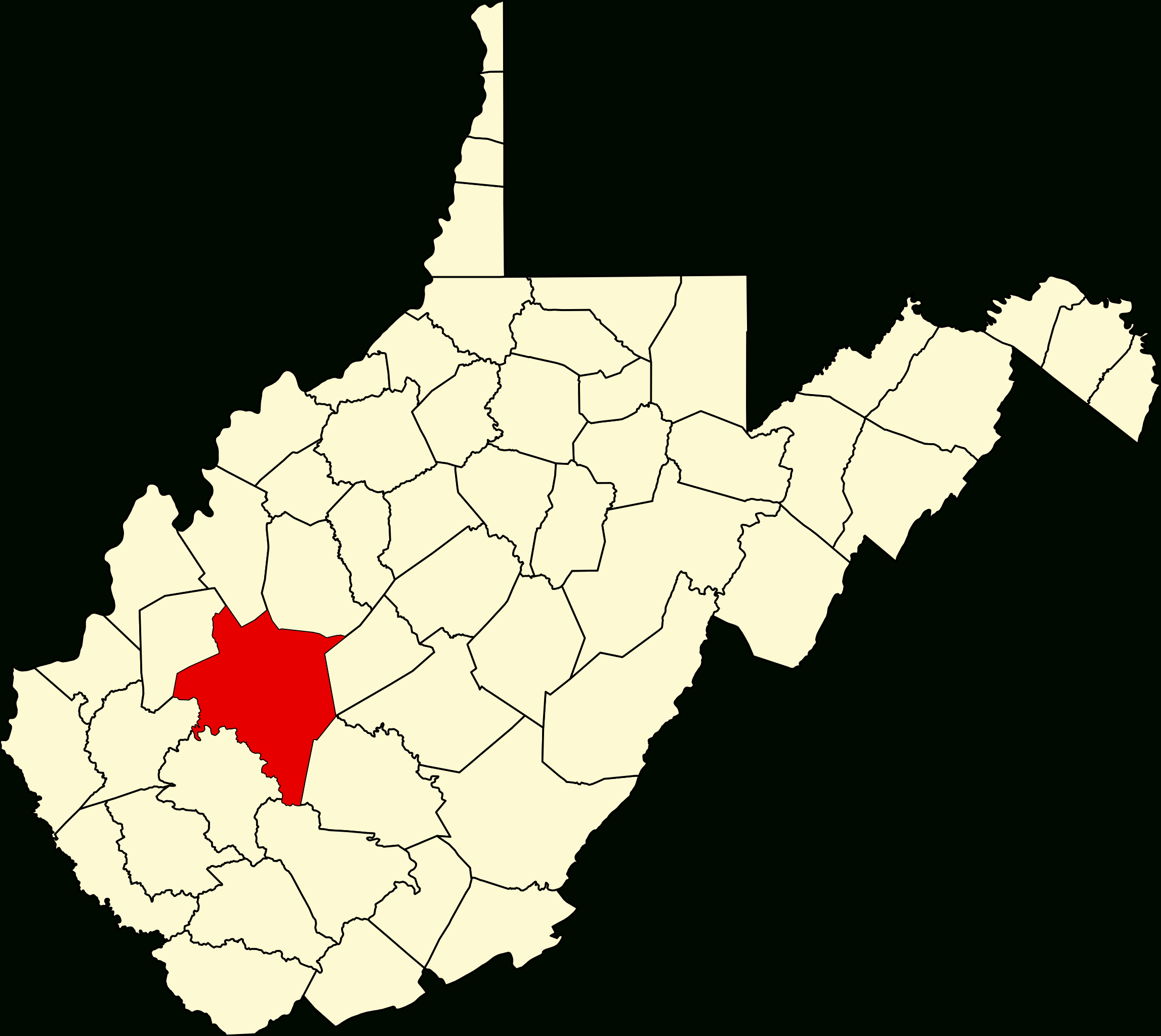 Datei:map Of West Virginia Highlighting Kanawha County.svg – Wikipedia intended for Kanawha County West Virginia Map