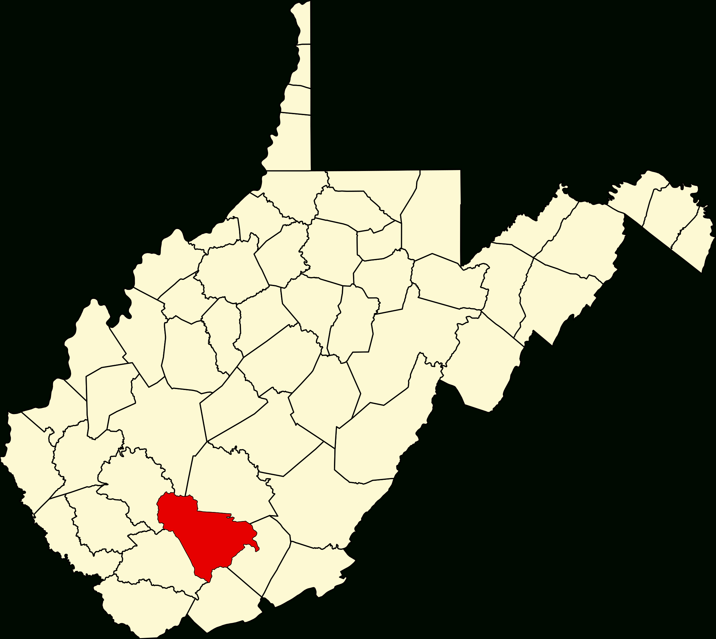 Datei:map Of West Virginia Highlighting Raleigh County.svg – Wikipedia within Raleigh County West Virginia Map