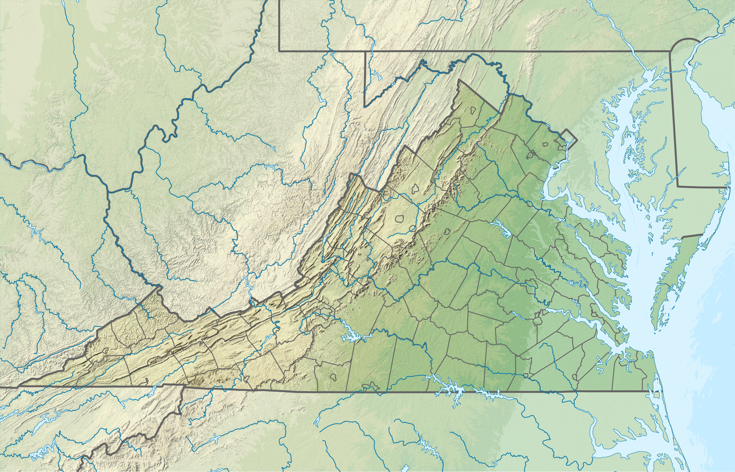 Datei:usa Virginia Relief Location Map.svg – Wikipedia throughout Virginia Located On A Map