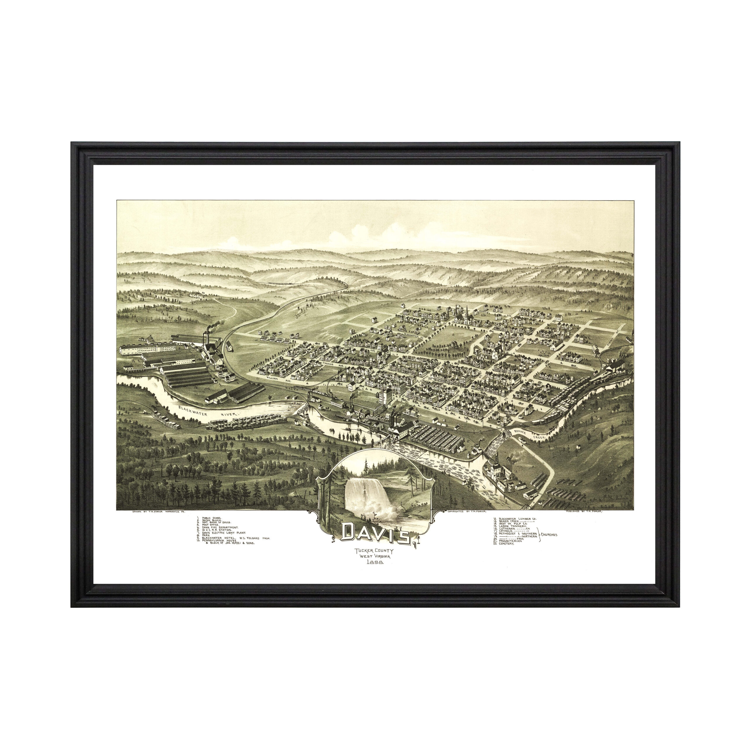 Davis Art, 1898 Vintage Map Of Davis West Virginia, Wv History within Map of Davis West Virginia