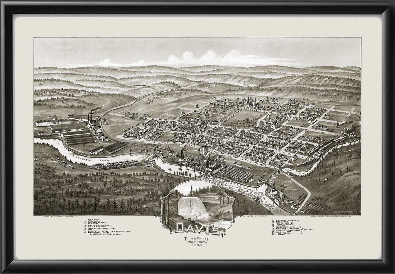 Davis, Wv 1898 - Vintage City Maps - Restored City Maps regarding Map of Davis West Virginia