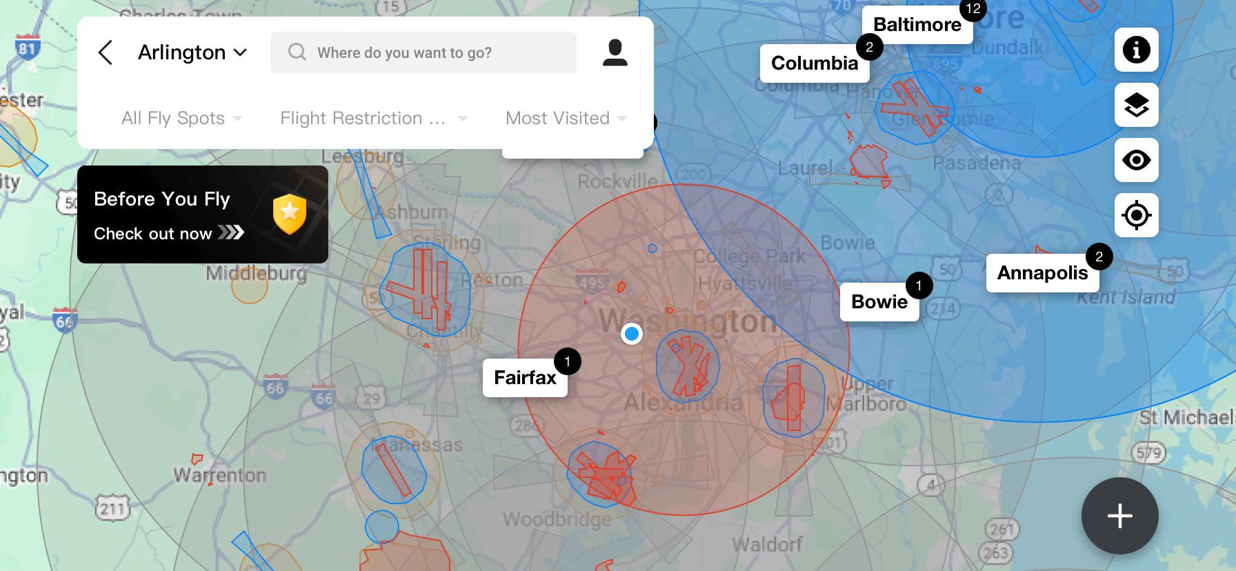 Der Gesamte Dmv Ist Eine Flugverbotszone. Wird Eine Lizenz Nach inside Drone No Fly Zone Map Virginia