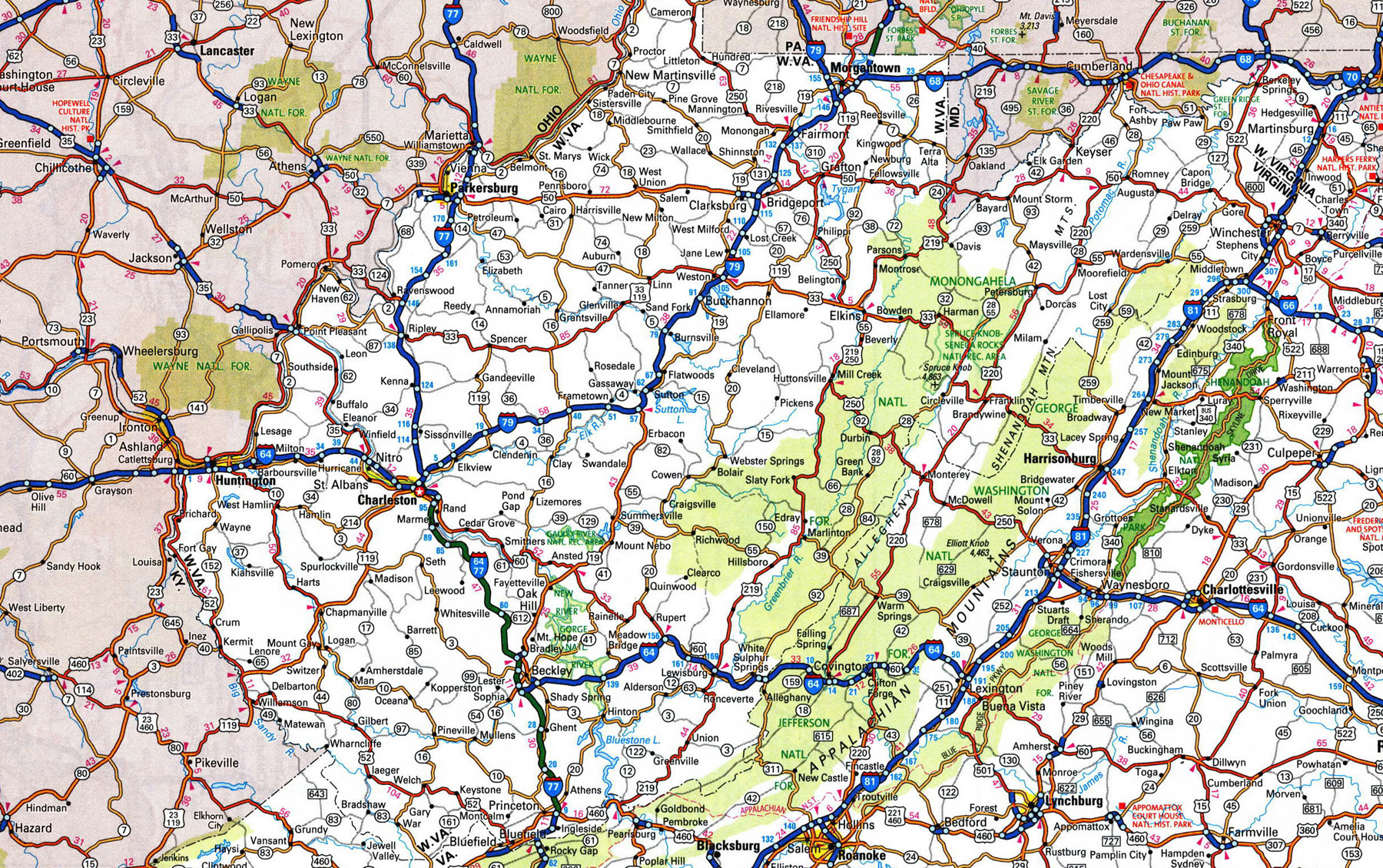 Detail From West Virginia Road Map - Adoptee Rights Law Center for Detailed Road Map Of West Virginia