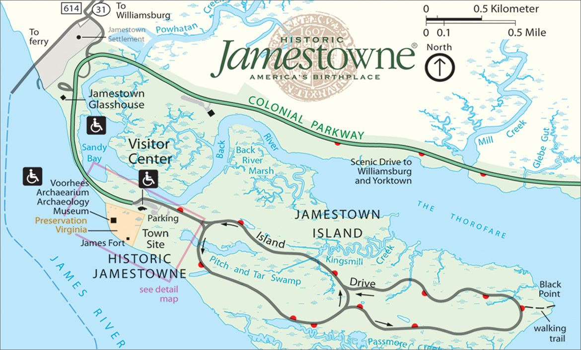 Directions &amp;amp; Maps | Historic Jamestowne regarding Jamestown Virginia on a Map