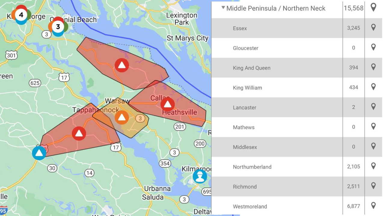 Drilling Rig Hits Dominion High-Voltage Line; 25,000-Plus Without within Dominion Virginia Power Outage Map Near Richmond Va