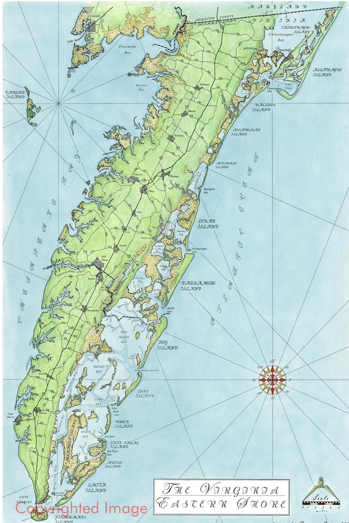 Eastern Shore Of Virginia Map (Bic Exclusive) — Barrier Islands Center pertaining to Map of Virginia Eastern Shore