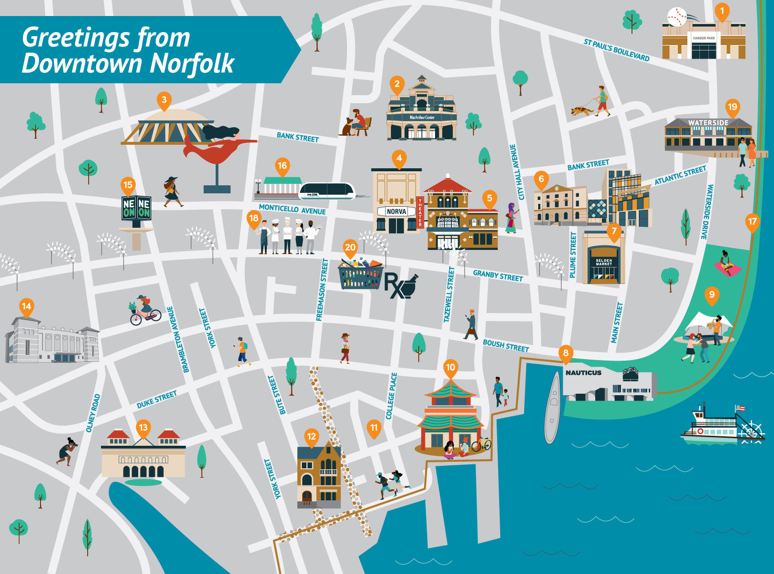 Experience Map 2021 | Downtown Norfolk intended for Norfolk Virginia on a Map
