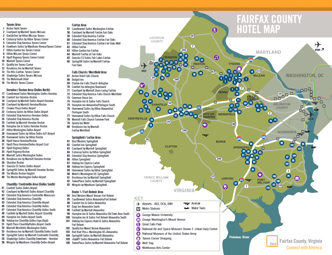 Fairfax County Map: Fairfax County Hotels | Fxva pertaining to Fairfax Virginia On A Map