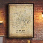 Fairmont Map Print | Fairmont Map | West Virginia Map Art Pertaining To Map Of Fairmont West Virginia