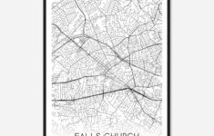 Falls Church Virginia Map Poster, Modern Home Decor Wall Art Print - Custom  Maps &amp; Posters with Map of Falls Church Virginia