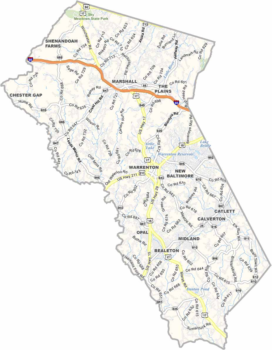 Fauquier County Map, Virginia - Us County Maps inside Map Of Fauquier County Virginia
