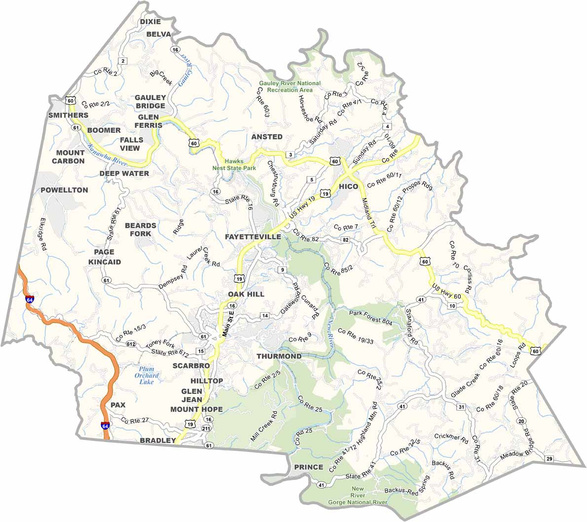 Fayette County Map, West Virginia - Us County Maps throughout Map Of Fayette County West Virginia