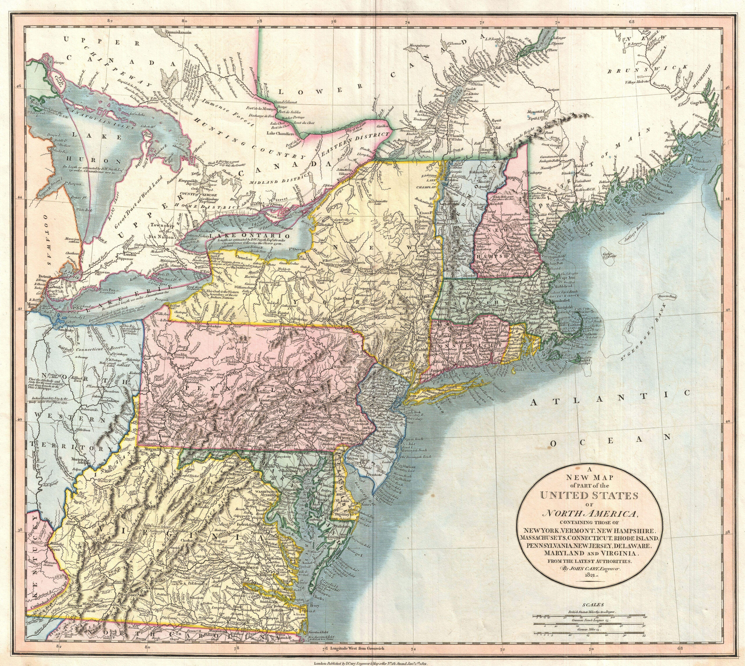 File:1821 Cary Map Of New England, New York, Pennsylvania And with regard to Map Of Pennsylvania And Virginia