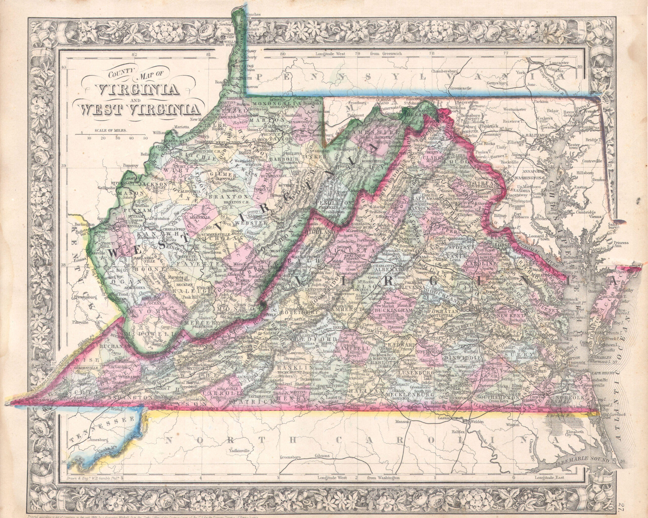 File:1864 Mitchell Map Of Virginia, West Virginia, And Maryland throughout Map of West Virginia and Maryland