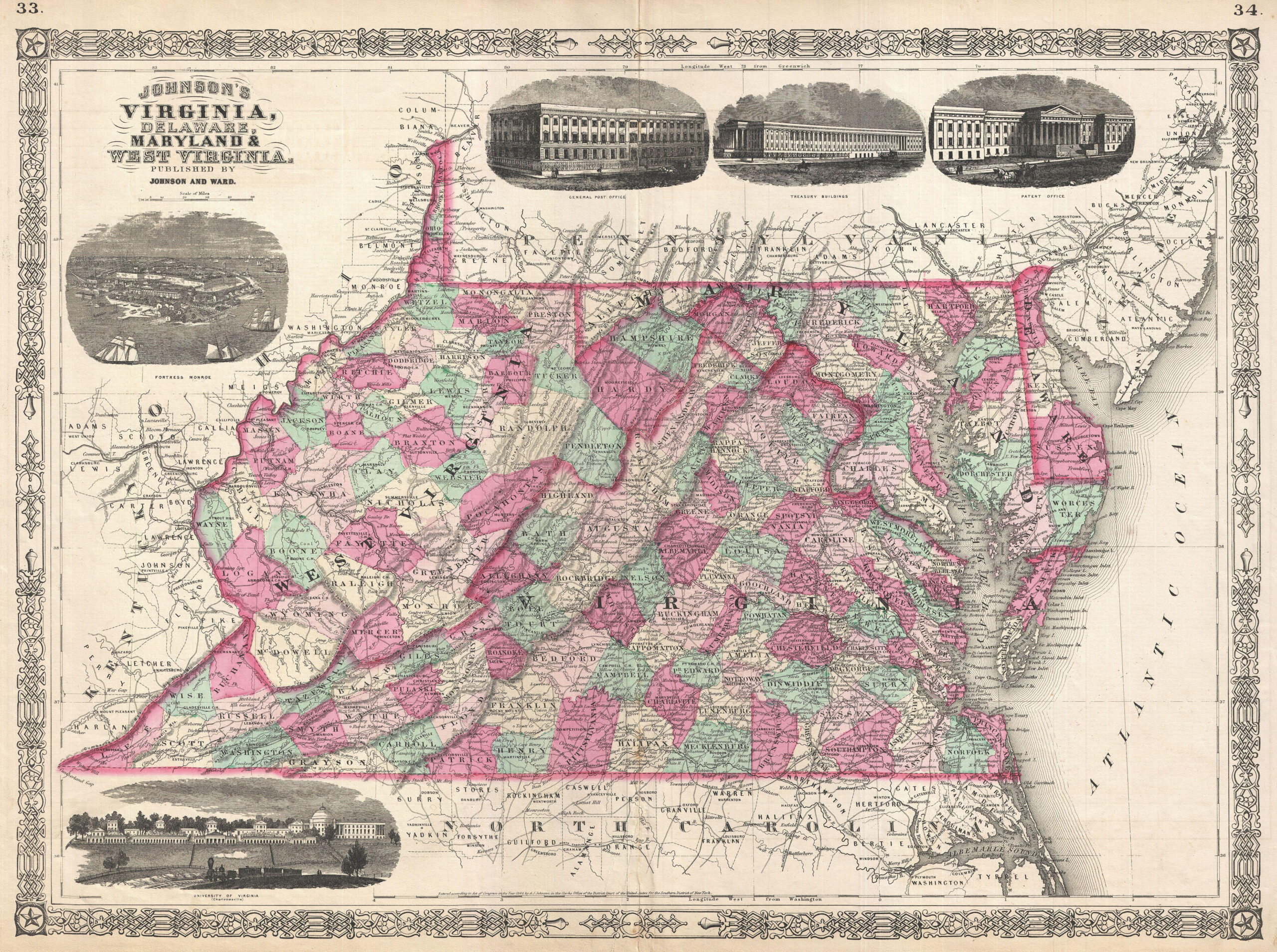 File:1866 Johnson Map Of Virginia, West Virginia, Maryland And for Maryland Virginia West Virginia Map