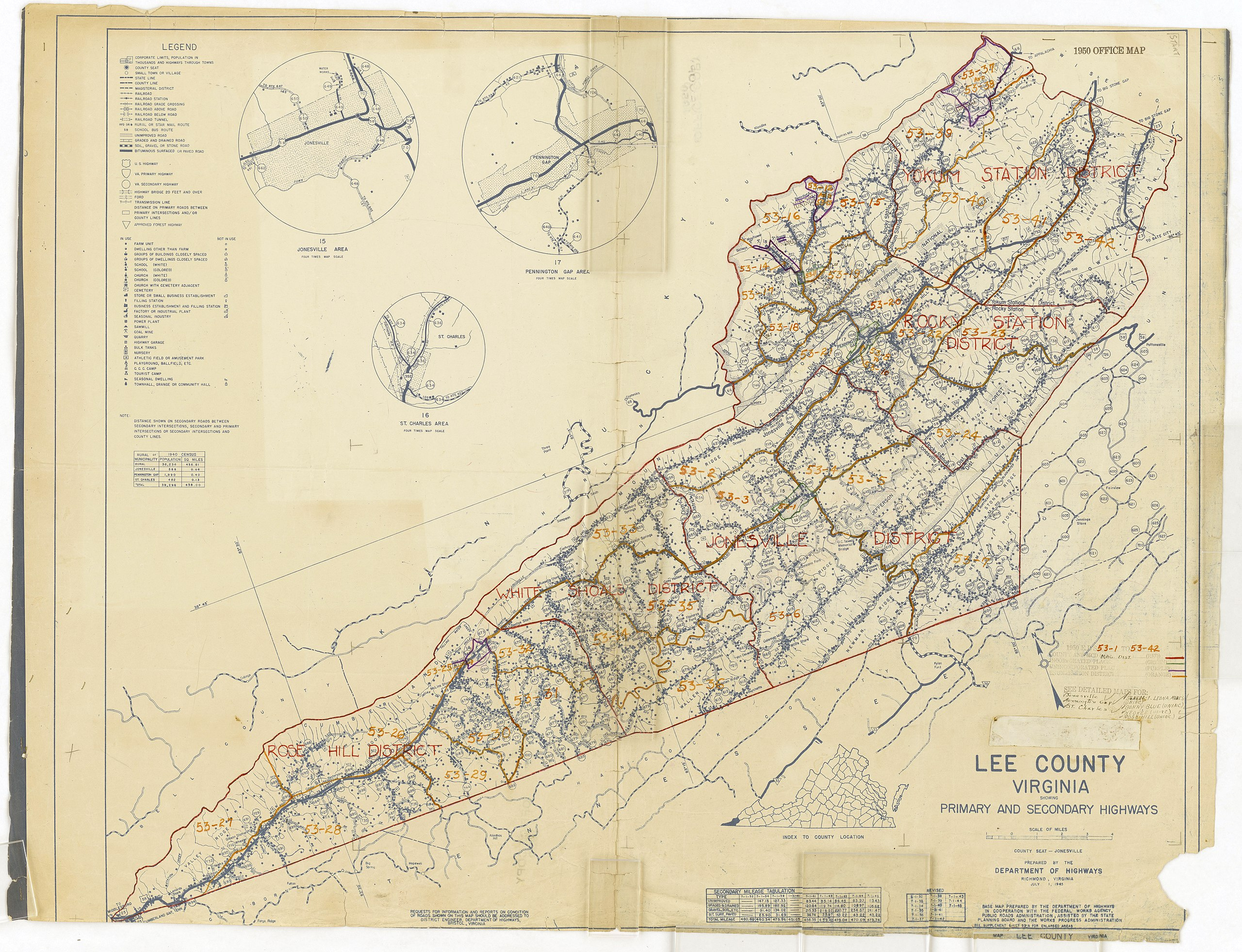 File:1950 Census Enumeration District Maps - Virginia (Va) - Lee inside Map of Lee County Virginia