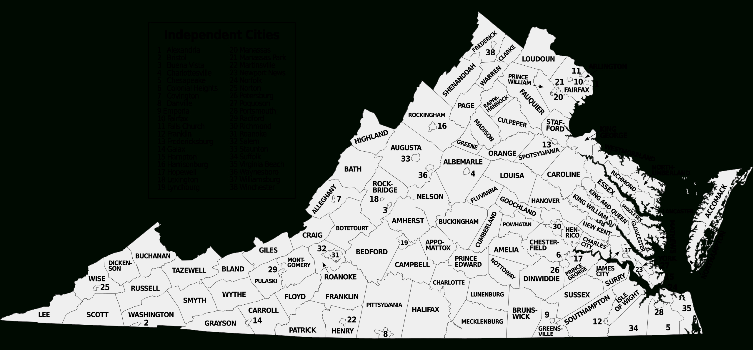 File:map Of Virginia Counties And Independent Cities.svg intended for Map Of Virginia By County
