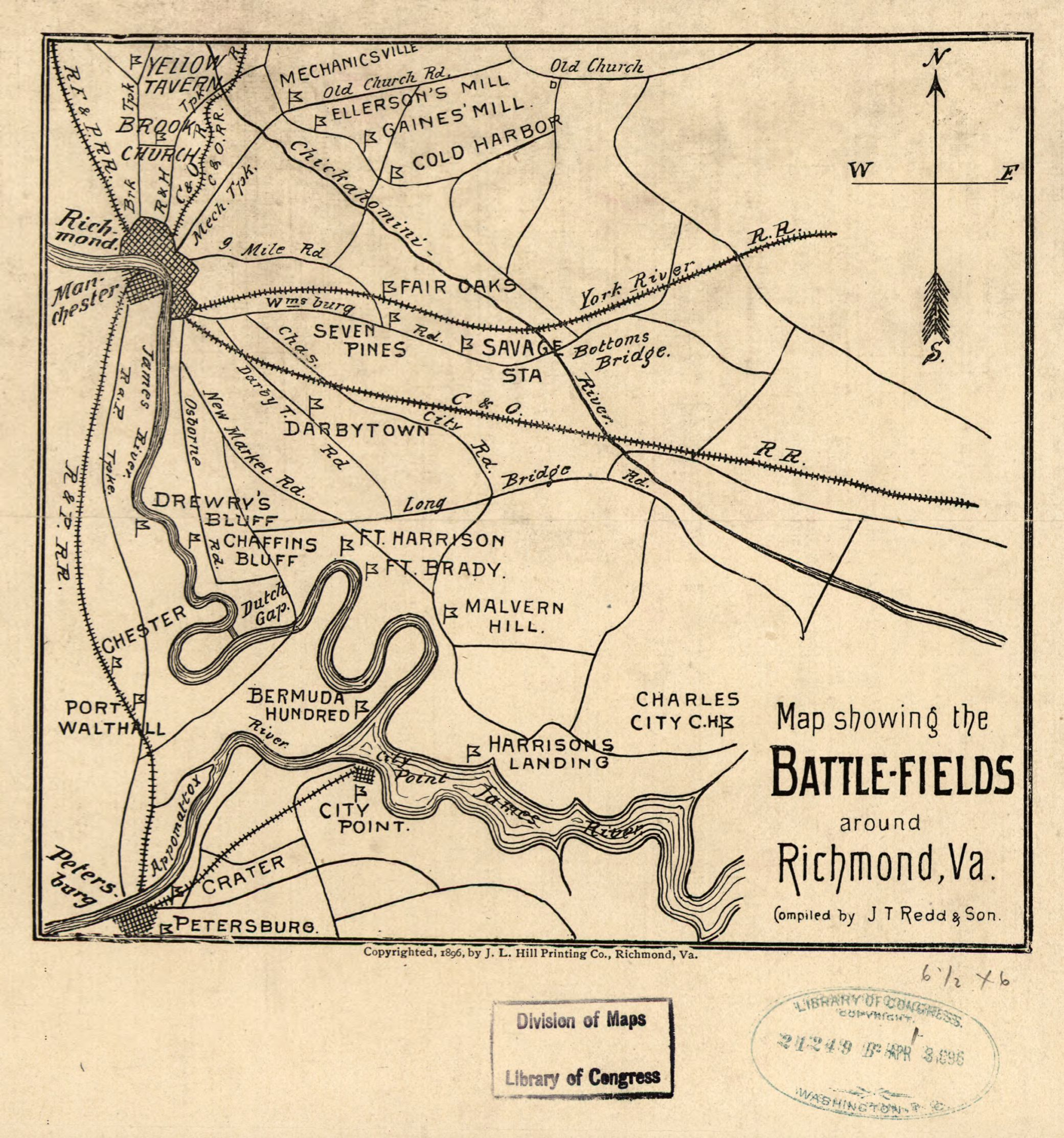 File:map Showing The Battle-Fields Around Richmond, Va. Loc with Civil War Battlefield Maps Virginia