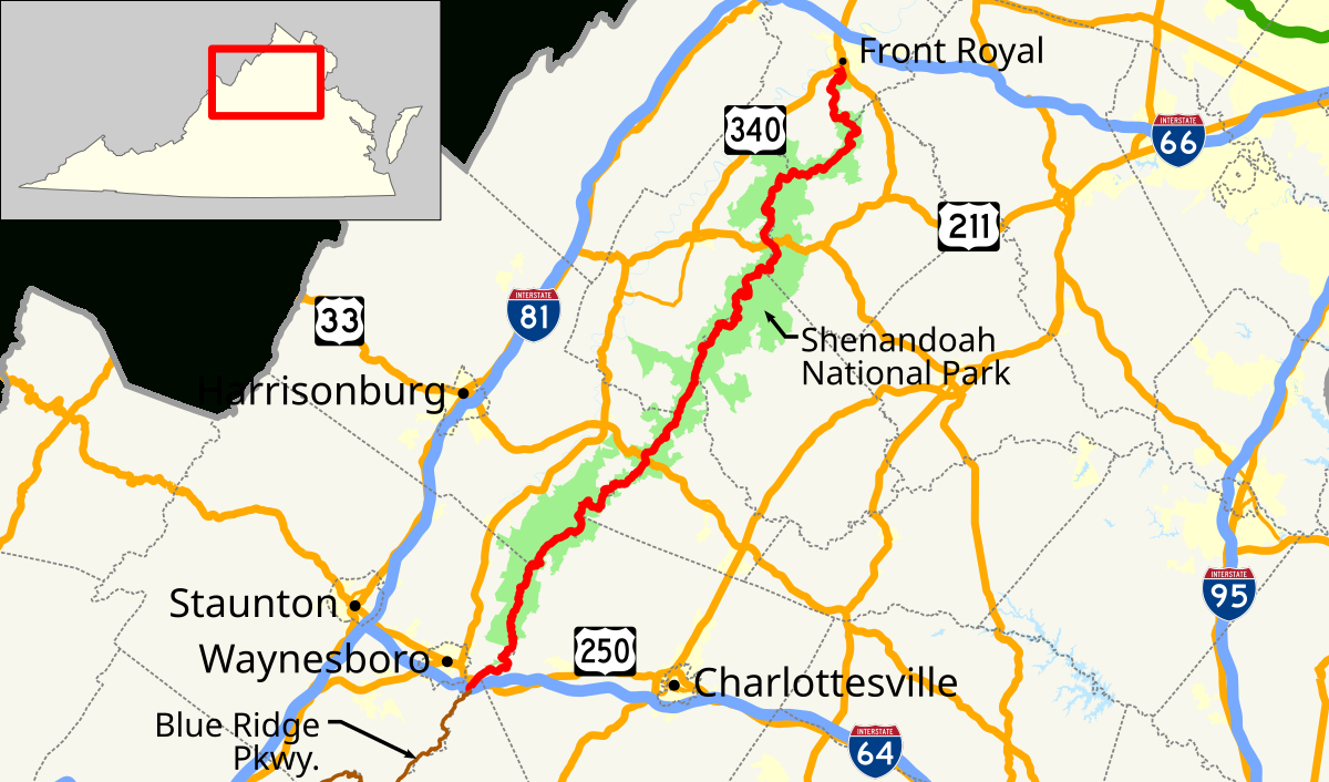 File:skyline Drive (Virginia) Map.svg - Wikipedia for Map Of Skyline Drive Virginia