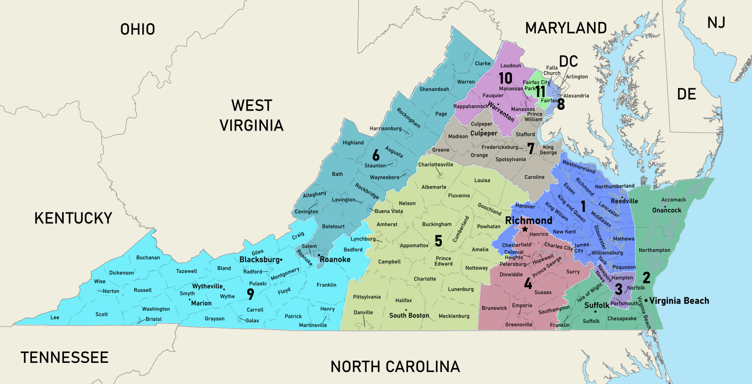 File:virginia Congressional Districts, 118Th Congress for Virginia Congressional District 7 Map