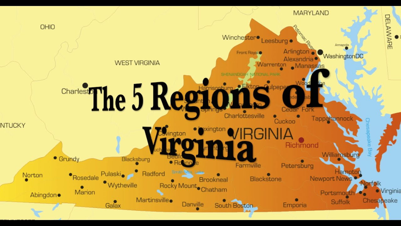 Five Regions Of Virginia in Five Regions Of Virginia Map