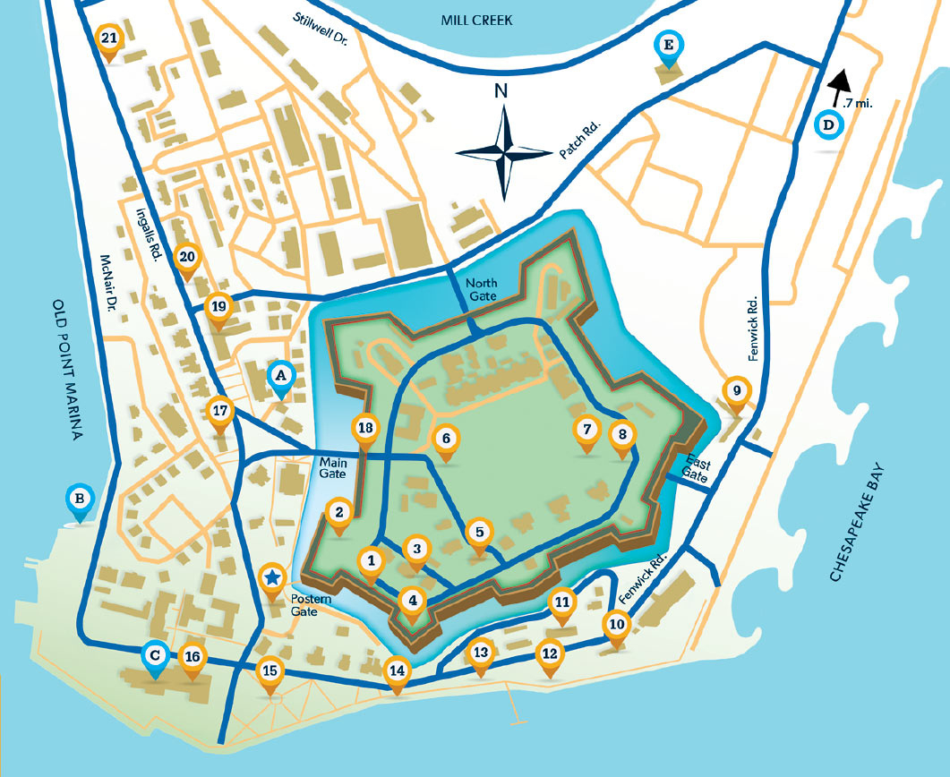 Fort Monroe Walking Tour Guide | Visit 21 Sites With Rich History for Map of Fort Monroe Virginia