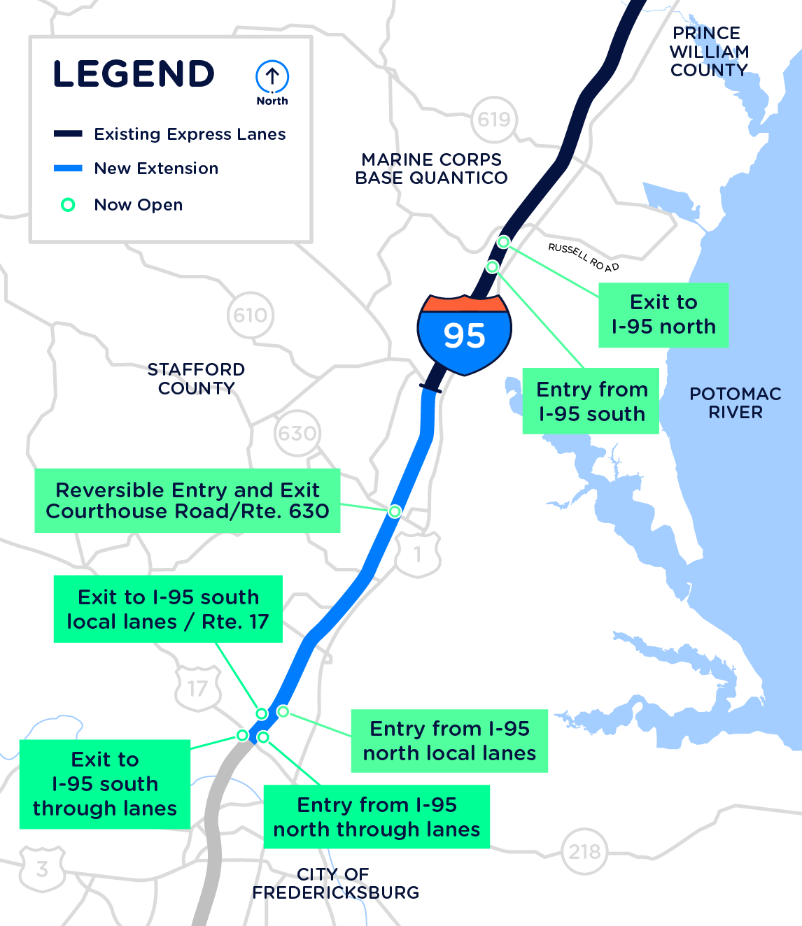 Fredex | Express Lanes inside I 95 Exit Map Virginia