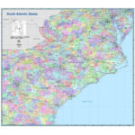 Georgia, North & South Carolina & Virginia Regional Wall Map For Map Of Virginia And North Carolina States
