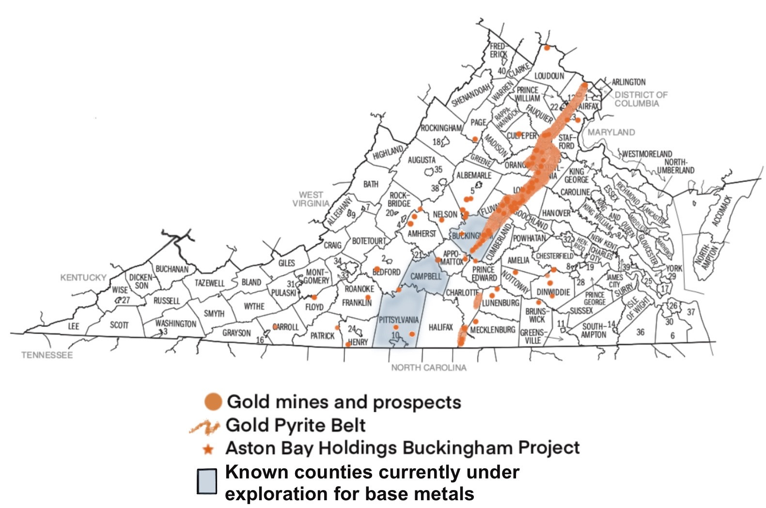 Gold &amp;amp; Metals Mining In Virginia &amp;lt; Appalachian Voices intended for Virginia Gold Pyrite Belt Map