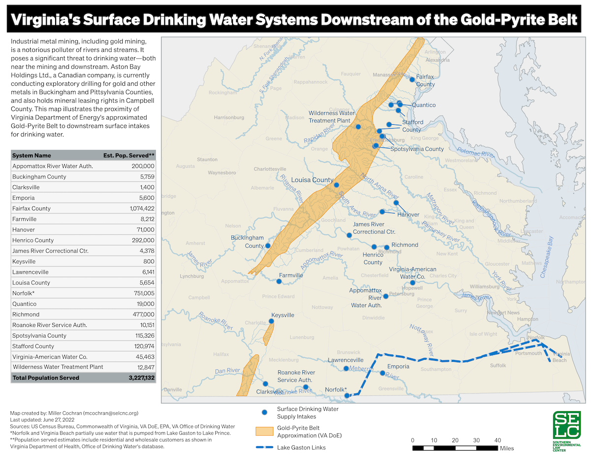 Gold Mining In Virginia - Southern Environmental Law Center with Virginia Gold Pyrite Belt Map