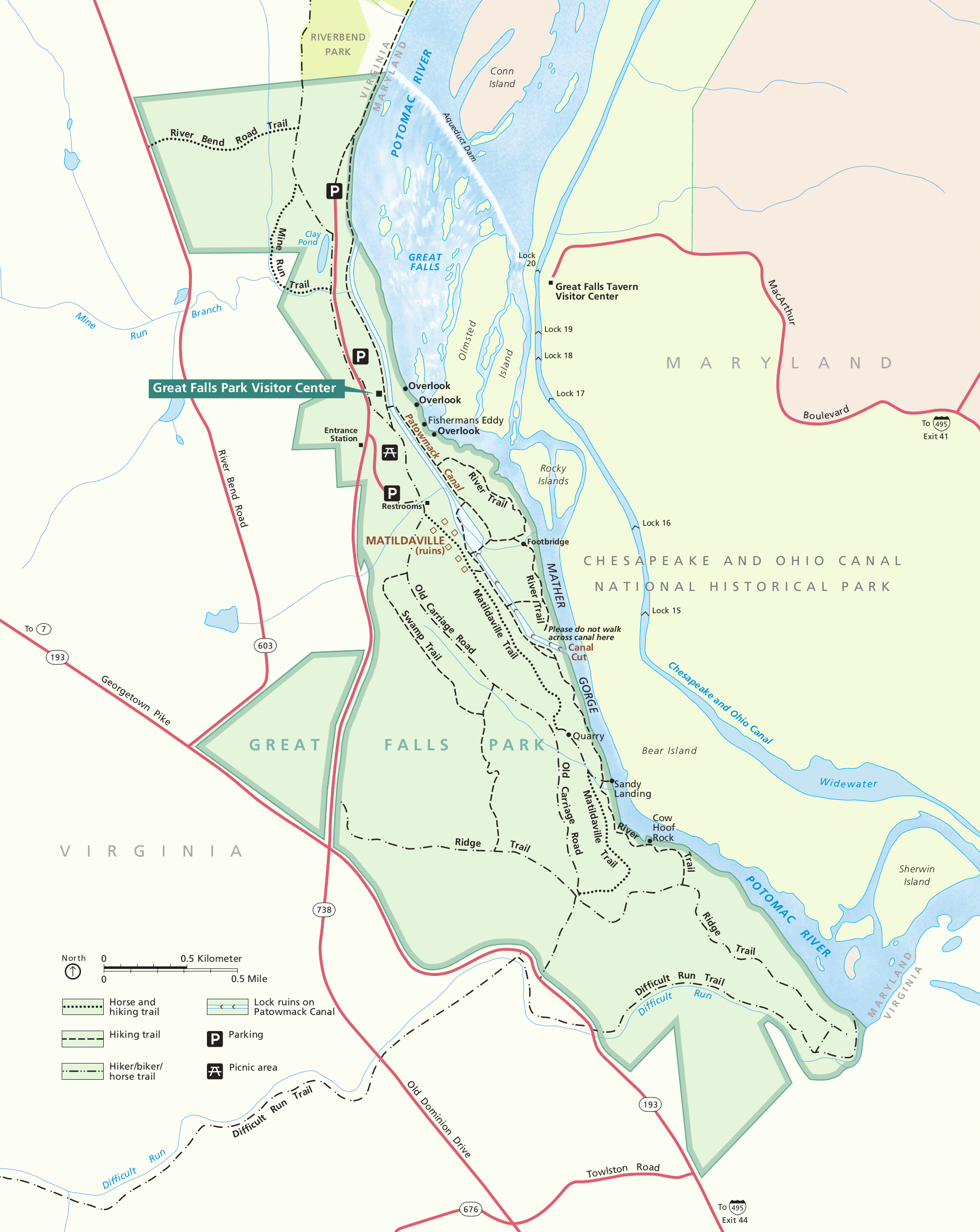 Great Falls Maps | Npmaps: Free National Park Maps in Great Falls Park Virginia Map