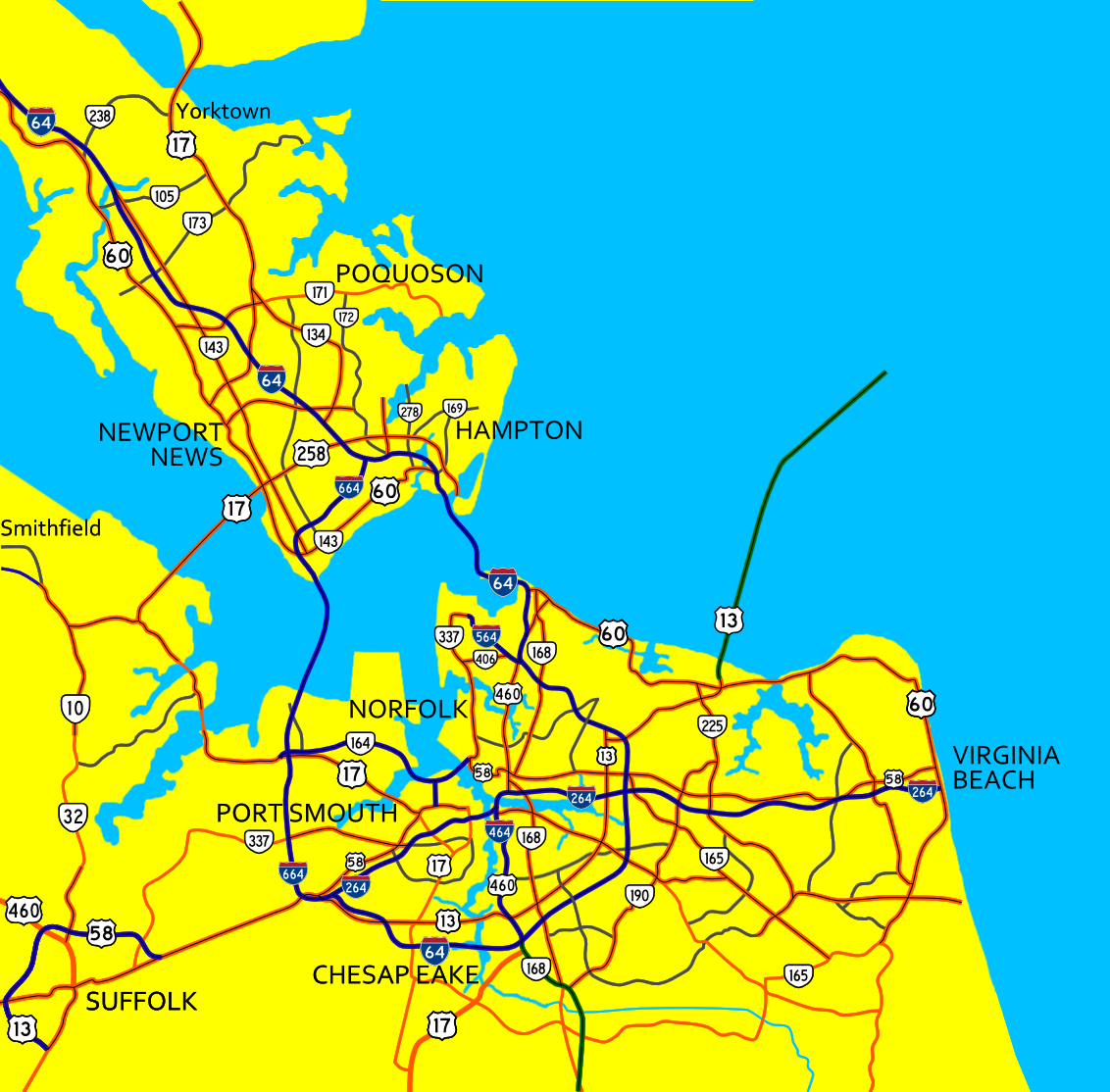 Hampton Roads, Va regarding Map Of Hampton Roads Virginia