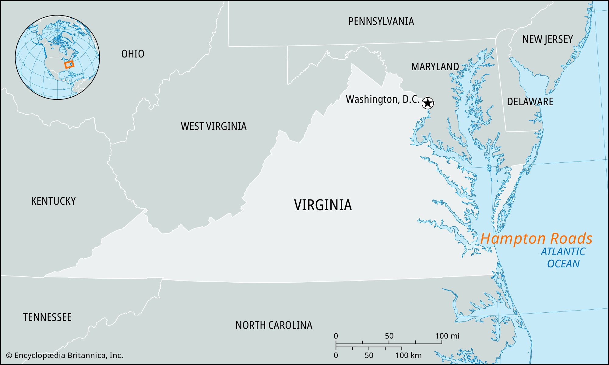 Hampton Roads | Virginia, Map, &amp;amp; Facts | Britannica with Map of Hampton Roads Virginia