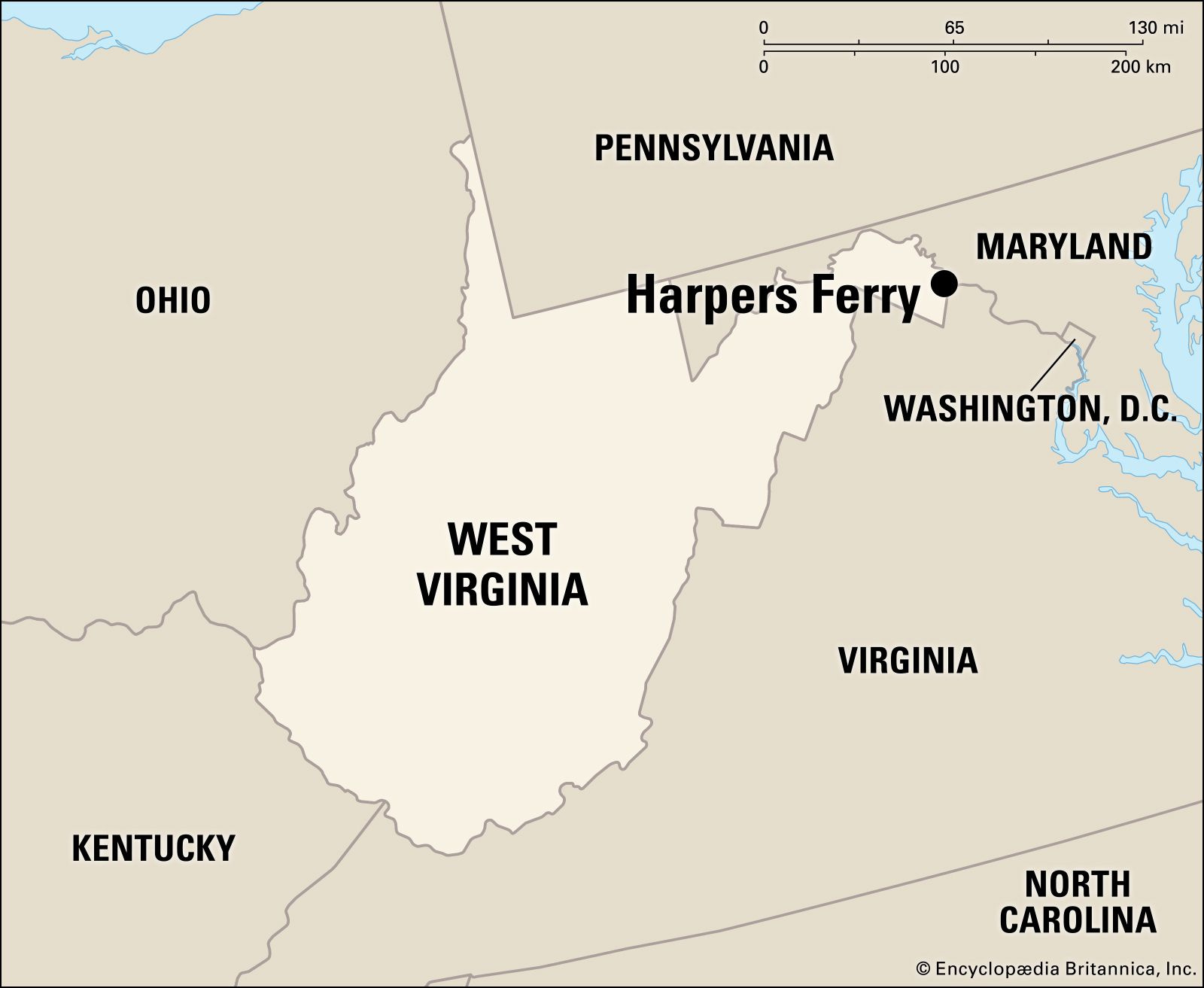 Harpers Ferry | Location, History, Raid, Map, National Park within Map Harpers Ferry West Virginia