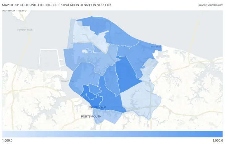 Norfolk Virginia Zip Code Map